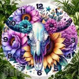 Floral Skull 3 Clock Sublimation Wrap,