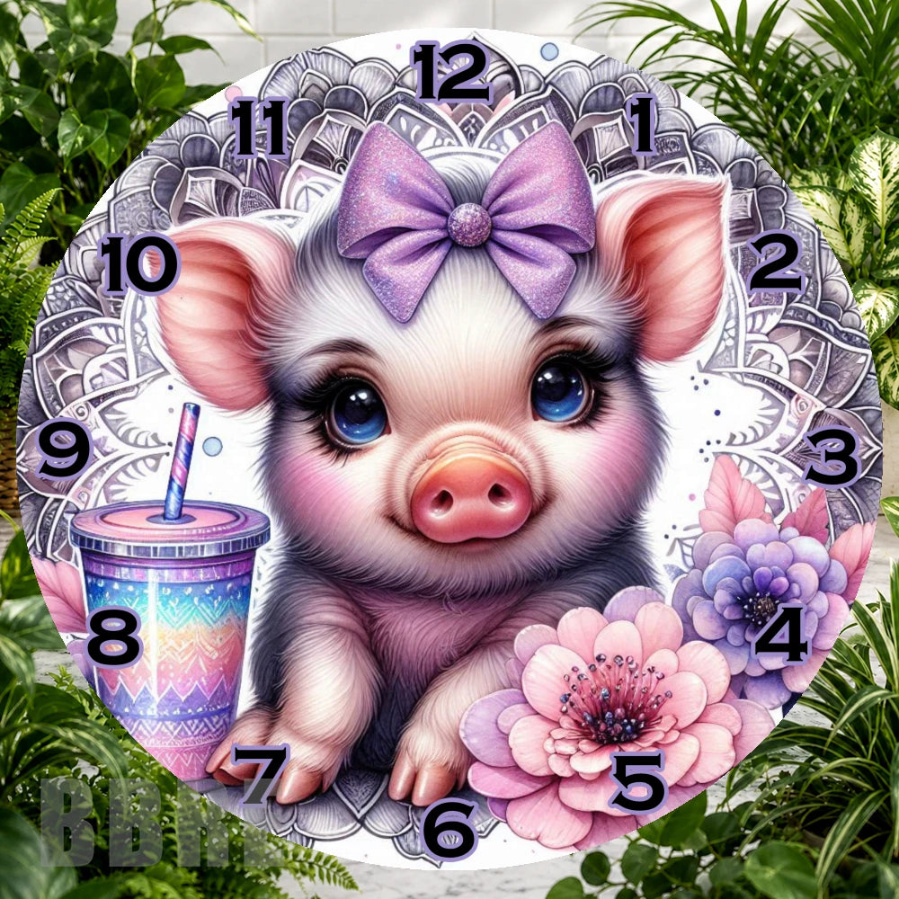 Cute Piglet Clock Sublimation Wrap,