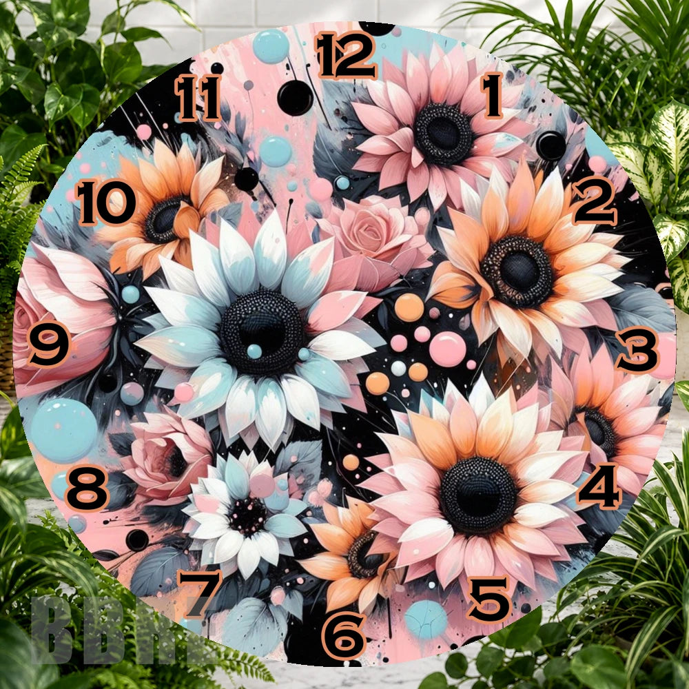 Floral Clock 4 Clock Sublimation Wrap,