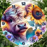 Cow Sunflower Clock Sublimation Wrap,