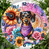 Floral Dachshund Clock Sublimation Wrap,