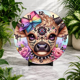 Floral Cow Clock Mockup,