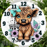 Cute Highland Cow Clock Sublimation Wrap,