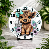 Cute Highland Cow Clock Mockup,