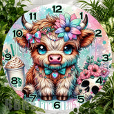Cute Highland Cow 2 Clock Sublimation Wrap,