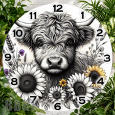 Floral Highland Cow 2 Clock Sublimation Wrap,