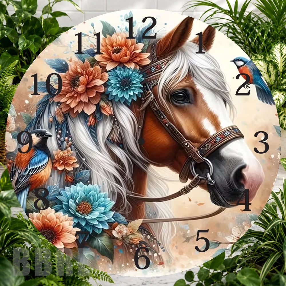 Floral Horse Clock Sublimation Wrap,