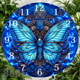 Blue Butterfly Clock Sublimation Wrap,