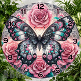 Butterfly Roses Clock Sublimation Wrap,