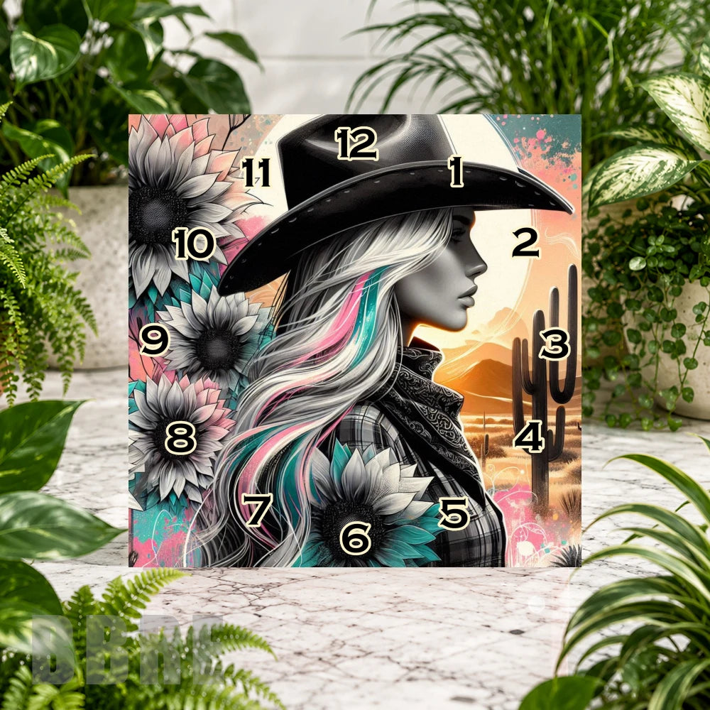 Cowgirl Clock 3 Clock Sublimation Wrap