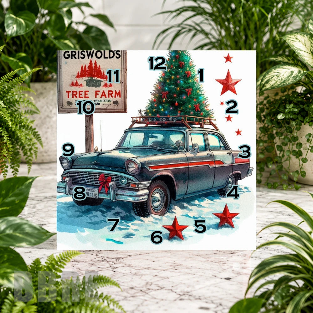 Christmas Car Clock Sublimation Wrap