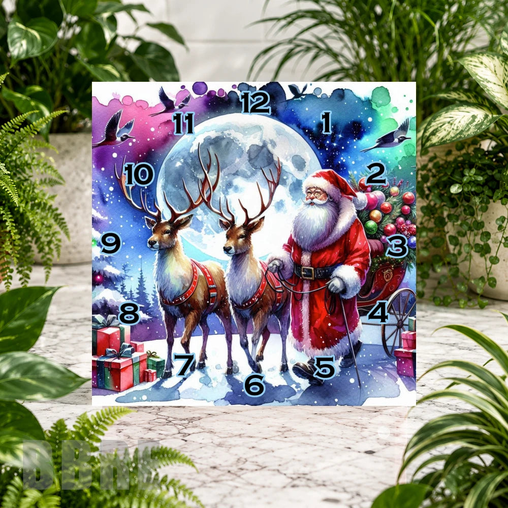 Santa Reindeer Clock Sublimation Wrap