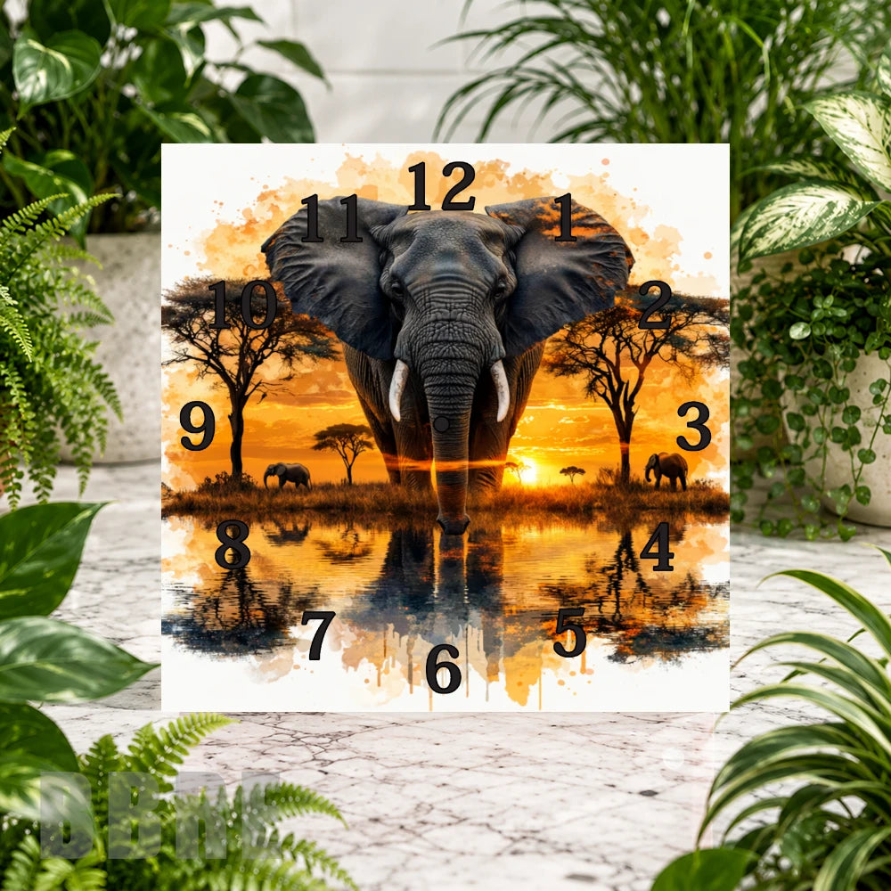 Elephant Sunset Clock Sublimation Wrap