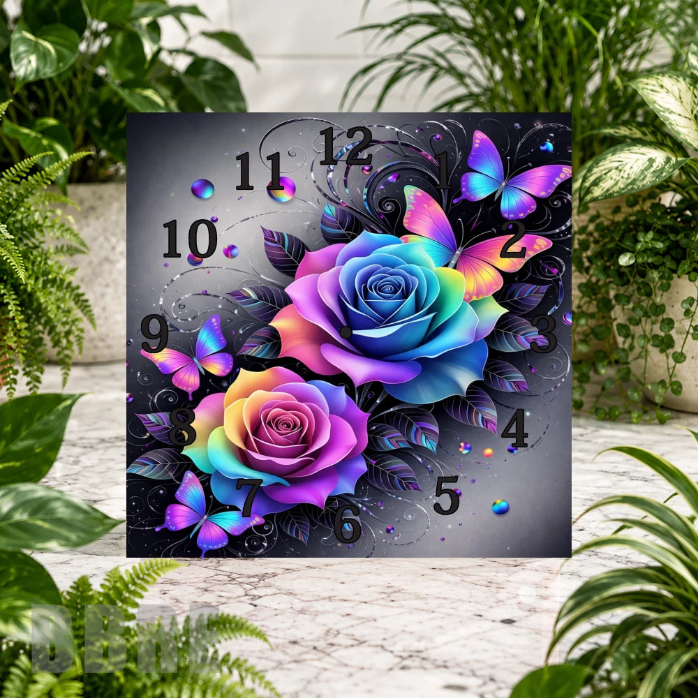 Butterfly Roses 2 Clock Sublimation Wrap