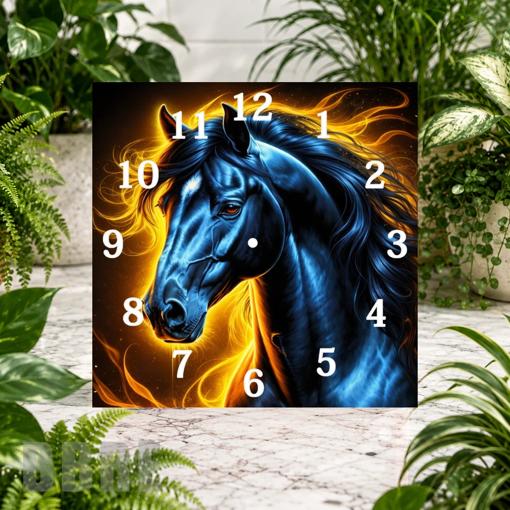 Blue Horse 2 Clock Sublimation Wrap