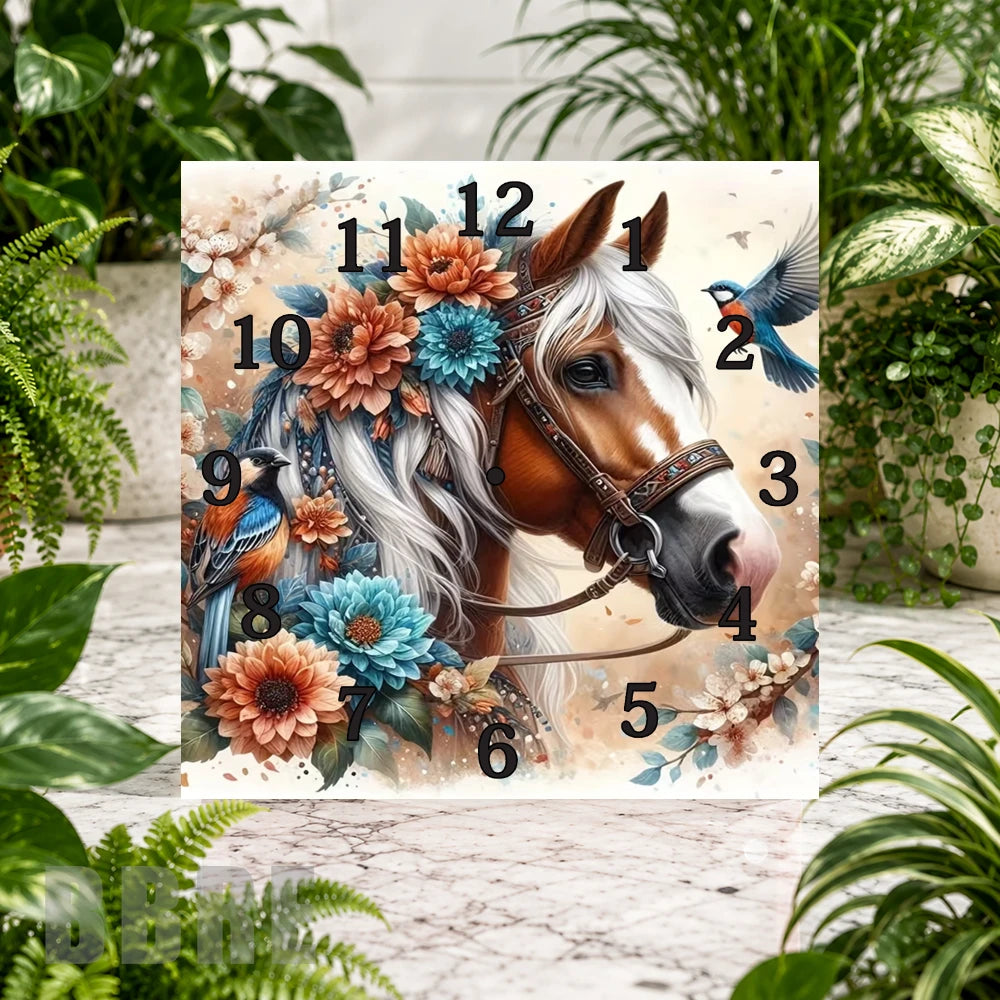 Floral Horse 2 Clock Sublimation Wrap