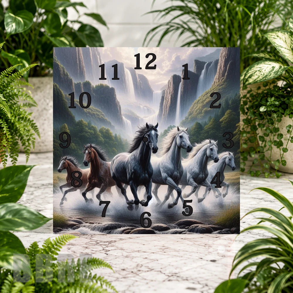 Galloping Horses 4 Clock Sublimation Wrap