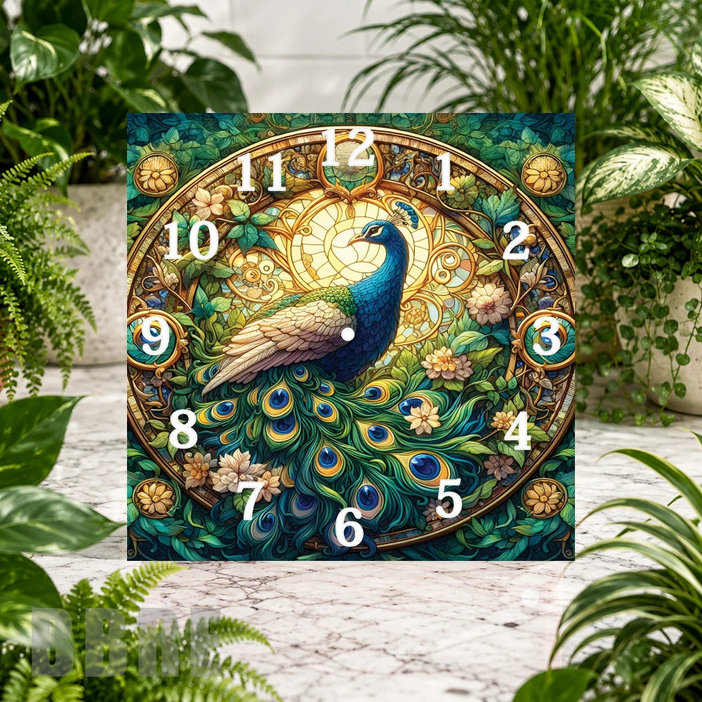 Peacock Elegance Clock Sublimation Wrap