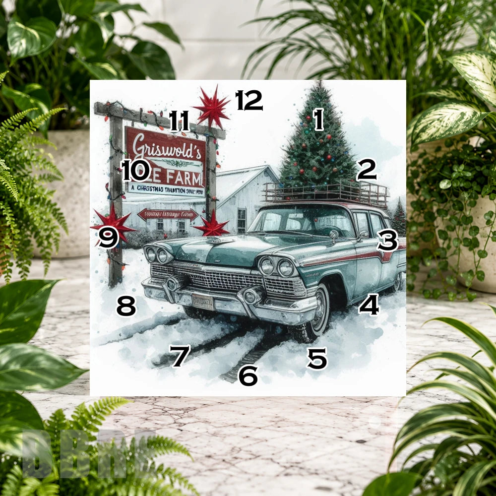 Vintage Christmas Clock Sublimation Wrap