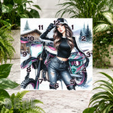 Motorcycle Girl Clock Sublimation Wrap