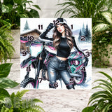 Motorcycle Girl Clock Sublimation Wrap