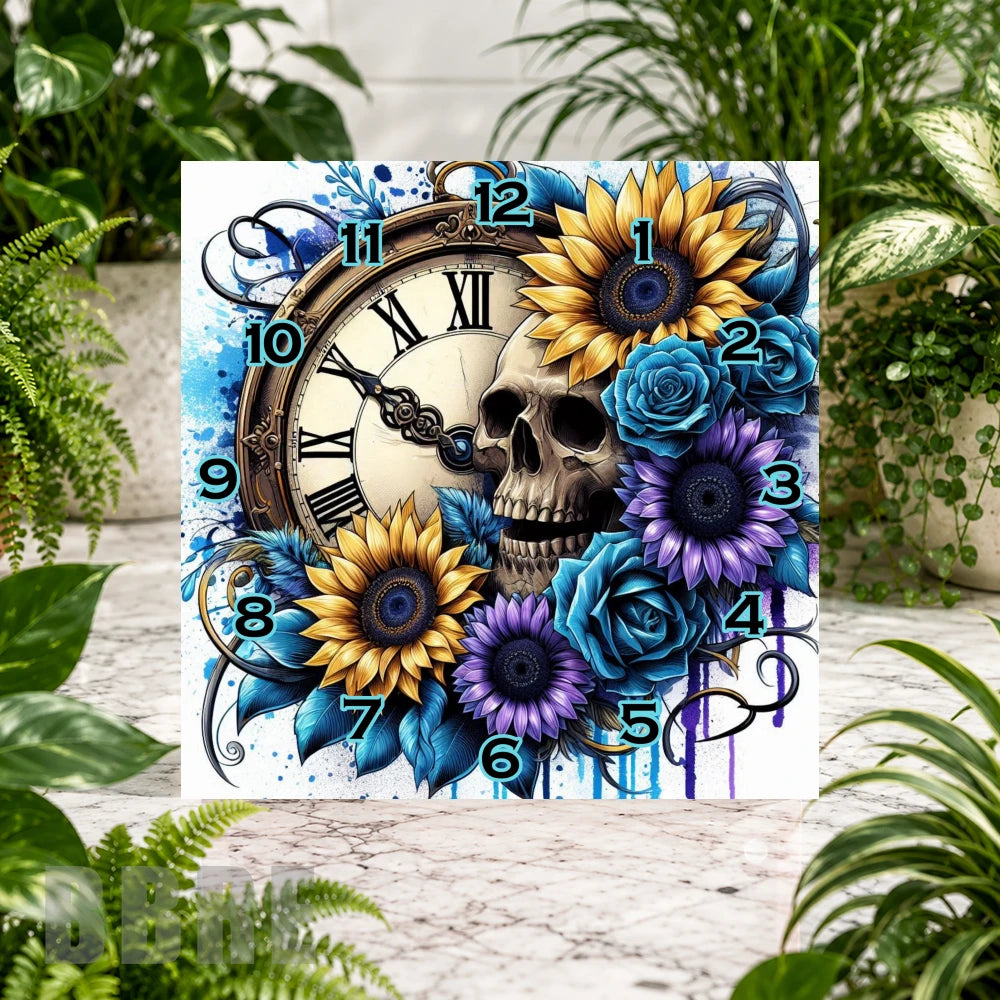 Skull Floral Clock Sublimation Wrap