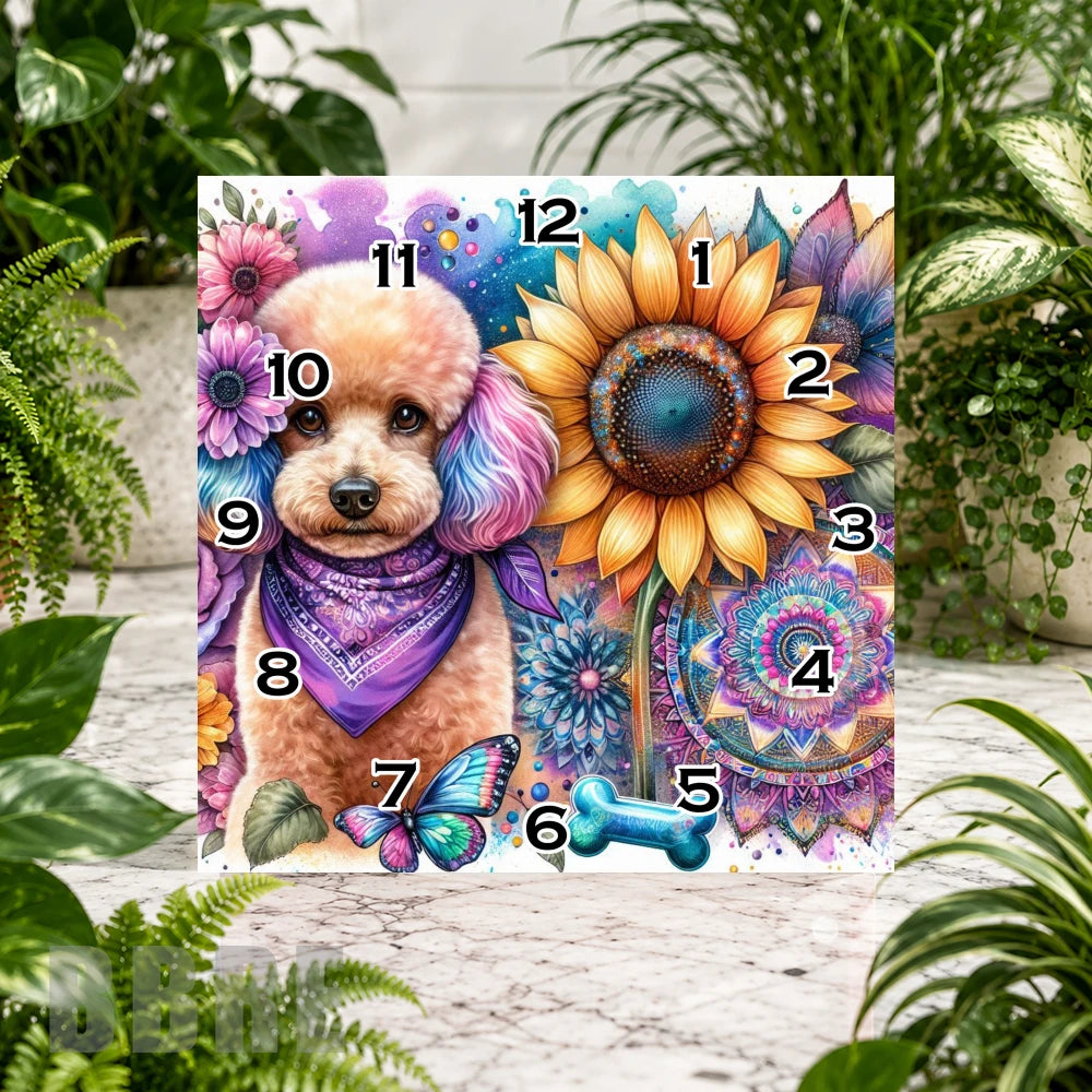 Floral Puppy Clock Sublimation Wrap
