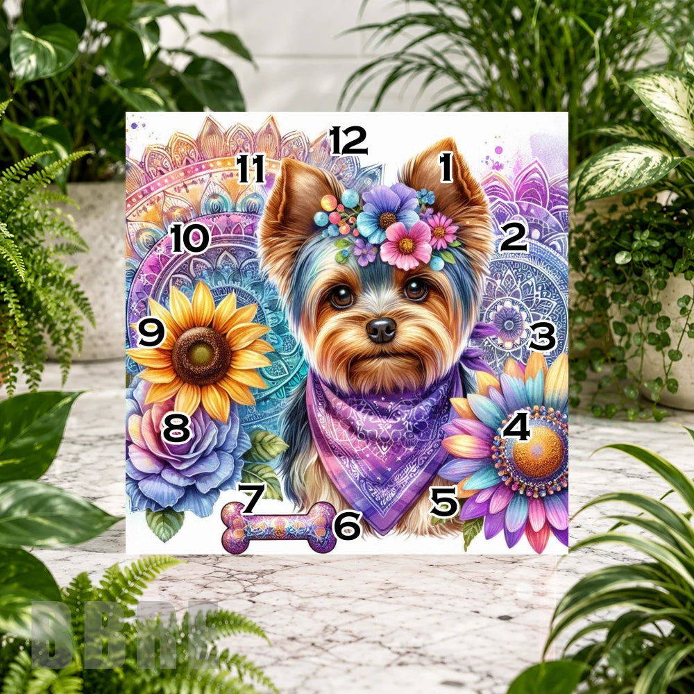 Floral Pup Clock Sublimation Wrap