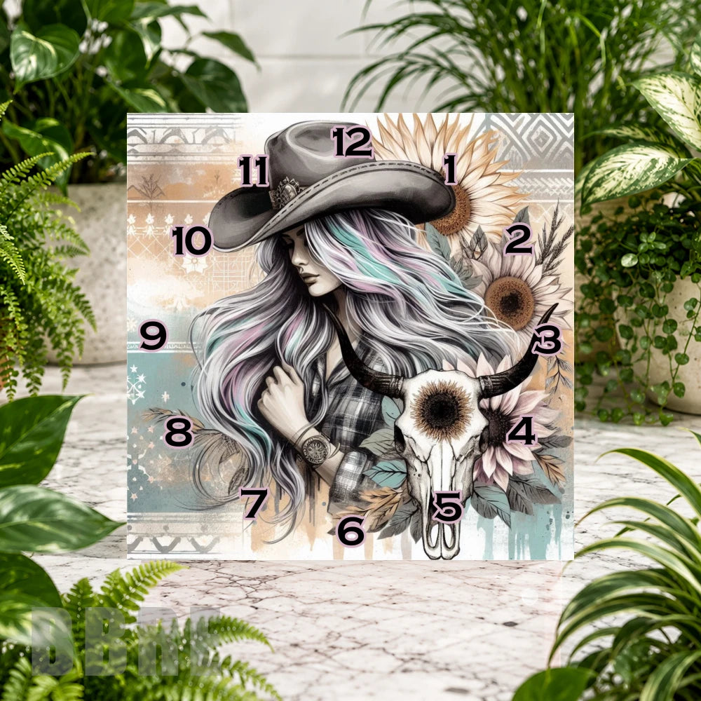 Cowgirl Clock 4 Clock Sublimation Wrap