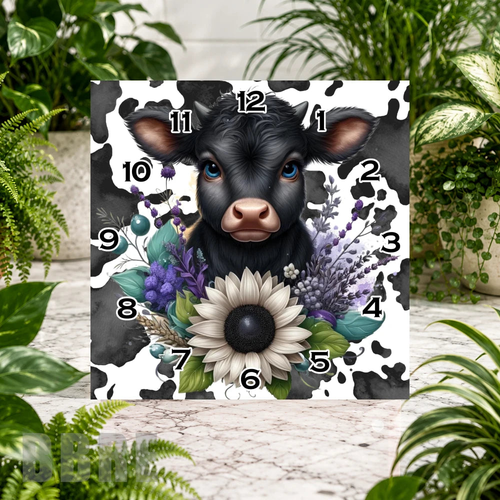 Cow Floral Clock Sublimation Wrap