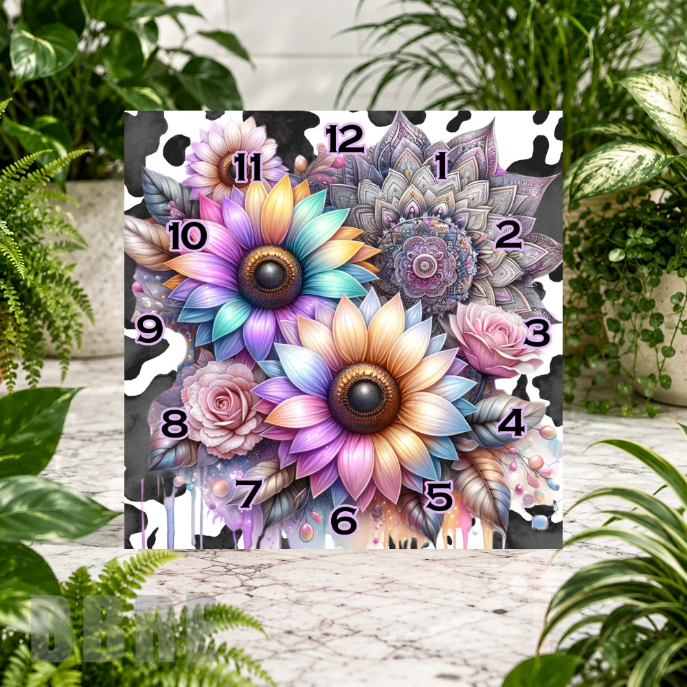 Floral Clock 7 Clock Sublimation Wrap