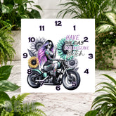 Motorcycle Goddess Clock Sublimation Wrap