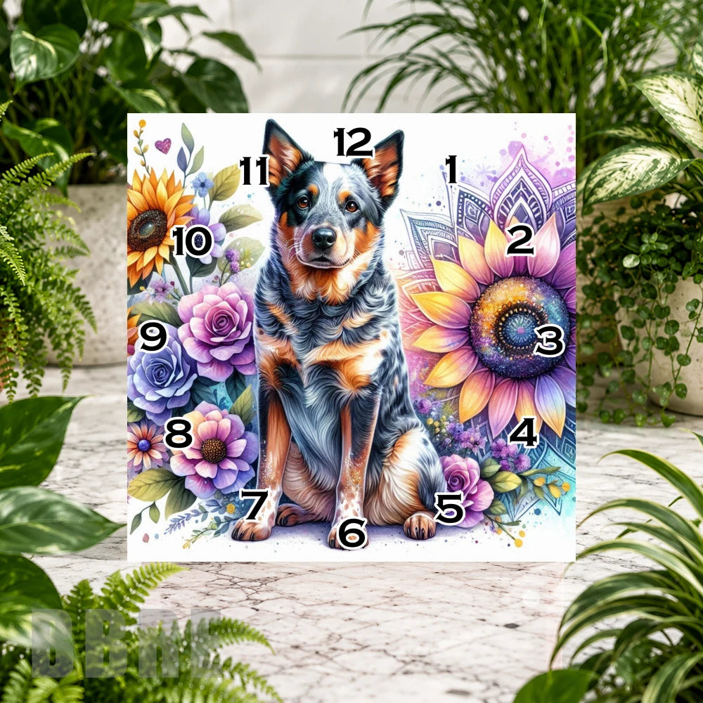 Floral Dog Clock Sublimation Wrap