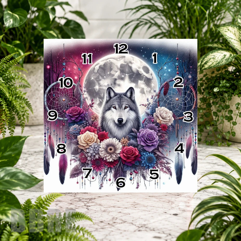 Wolf Dreamcatcher 5 Clock Sublimation Wrap