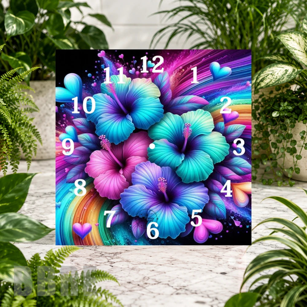 Floral Clock 9 Clock Sublimation Wrap