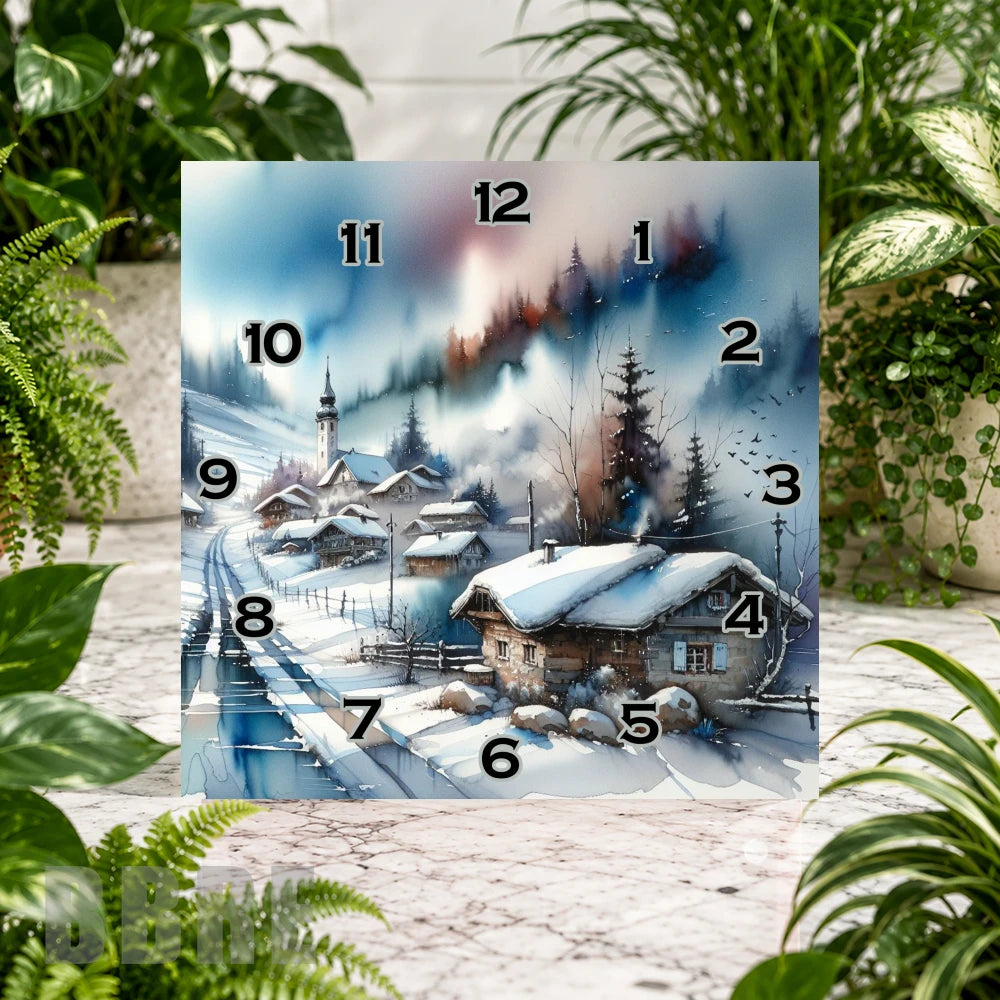 Winter Village Clock Sublimation Wrap