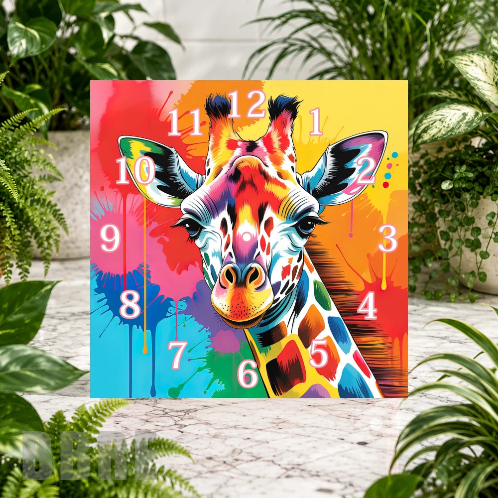 Colorful Giraffe Clock Sublimation Wrap