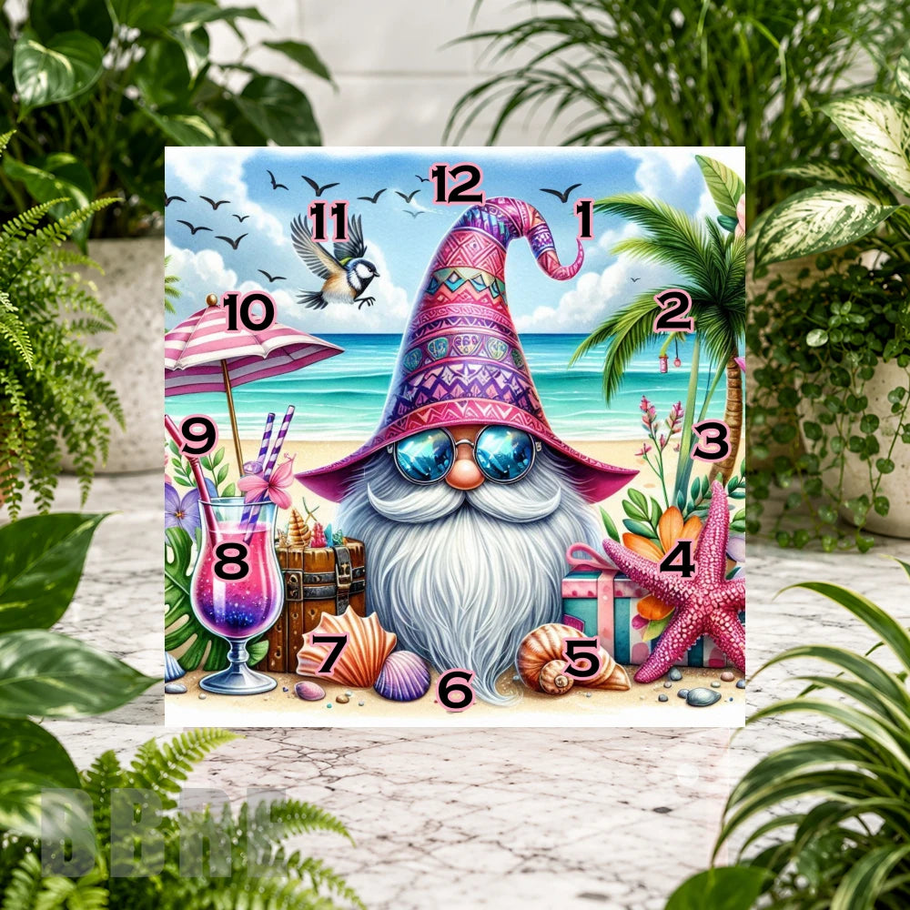 Beach Gnome Clock Sublimation Wrap