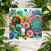 Floral Skull 7 Clock Sublimation Wrap