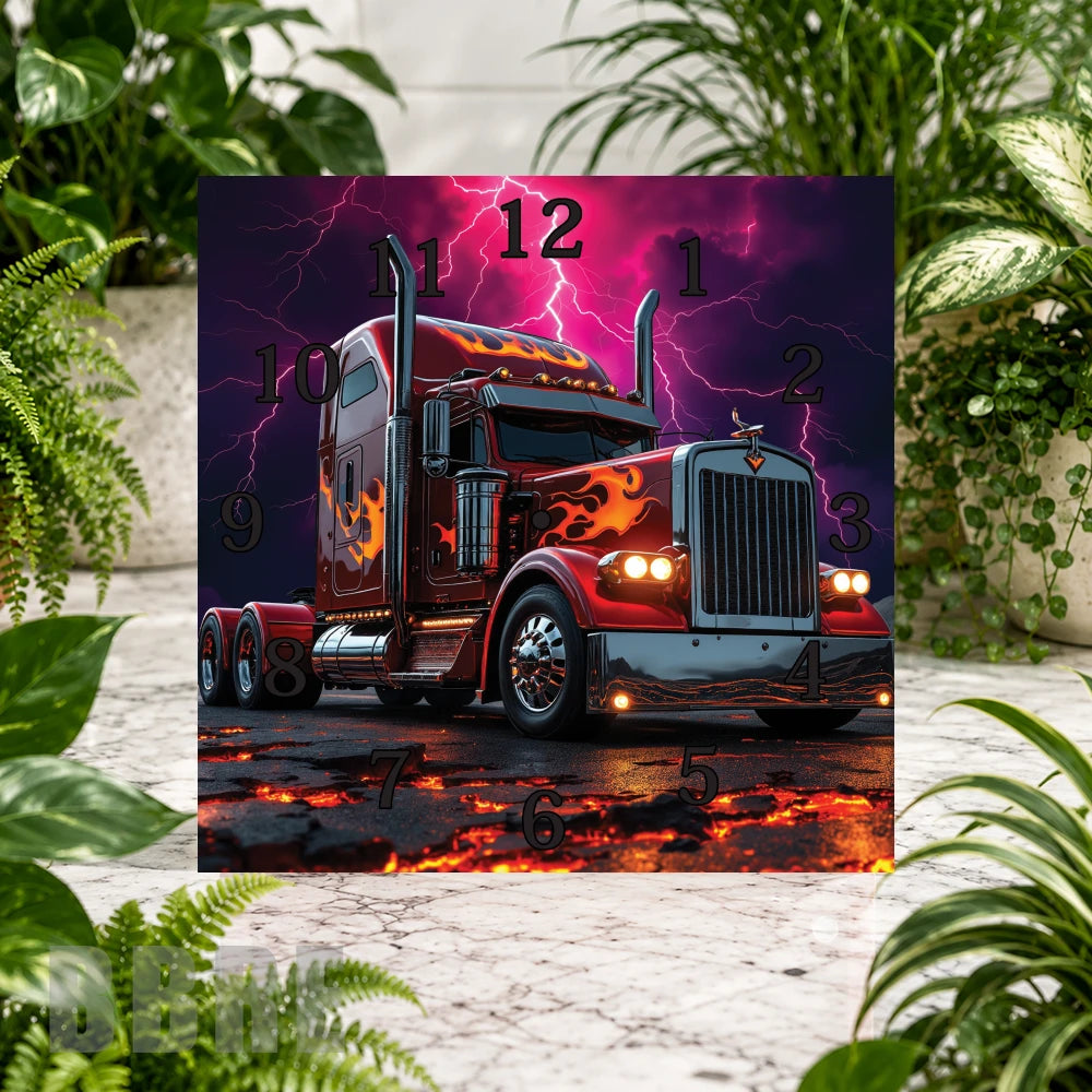 Flaming Truck Clock Sublimation Wrap