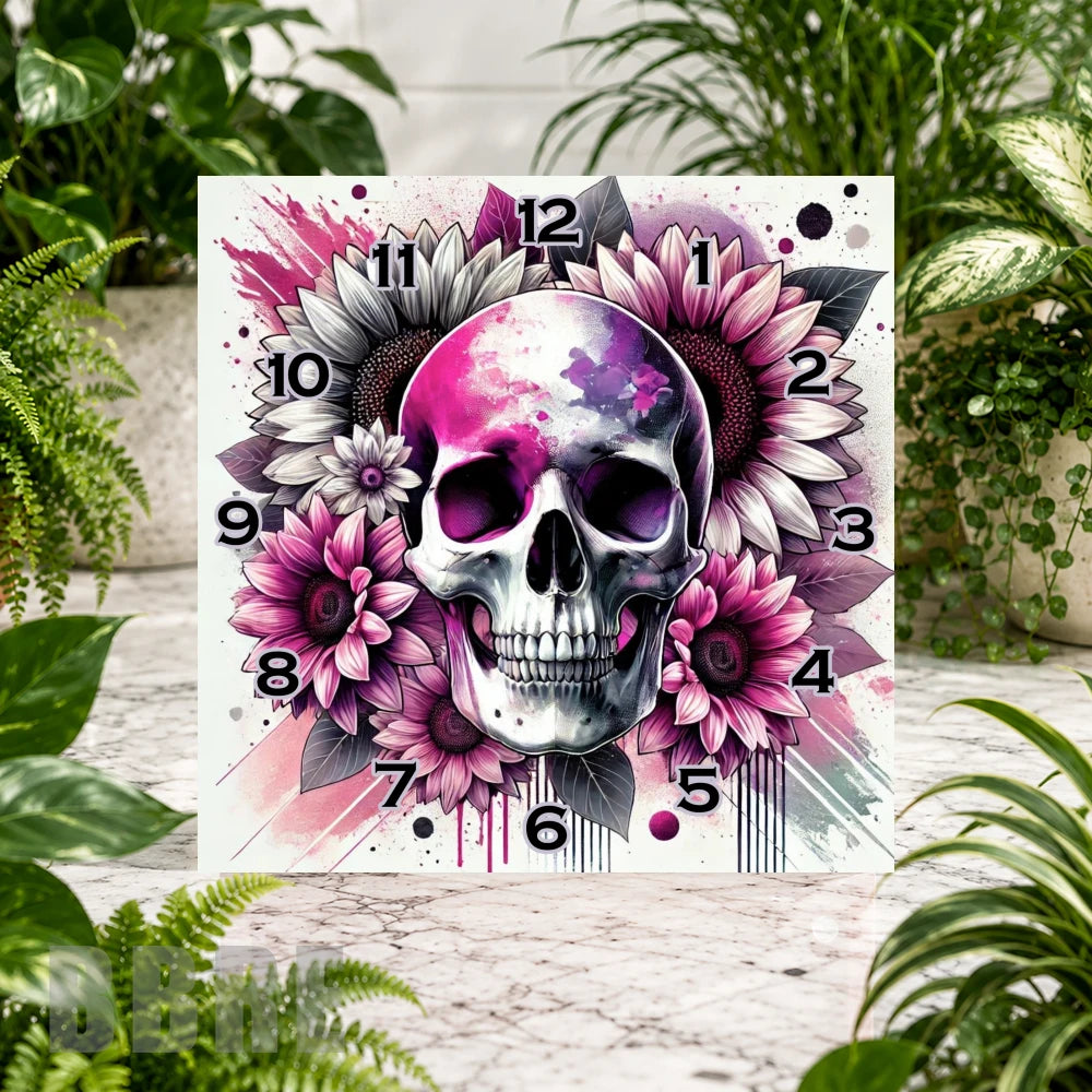 Floral Skull 4 Clock Sublimation Wrap