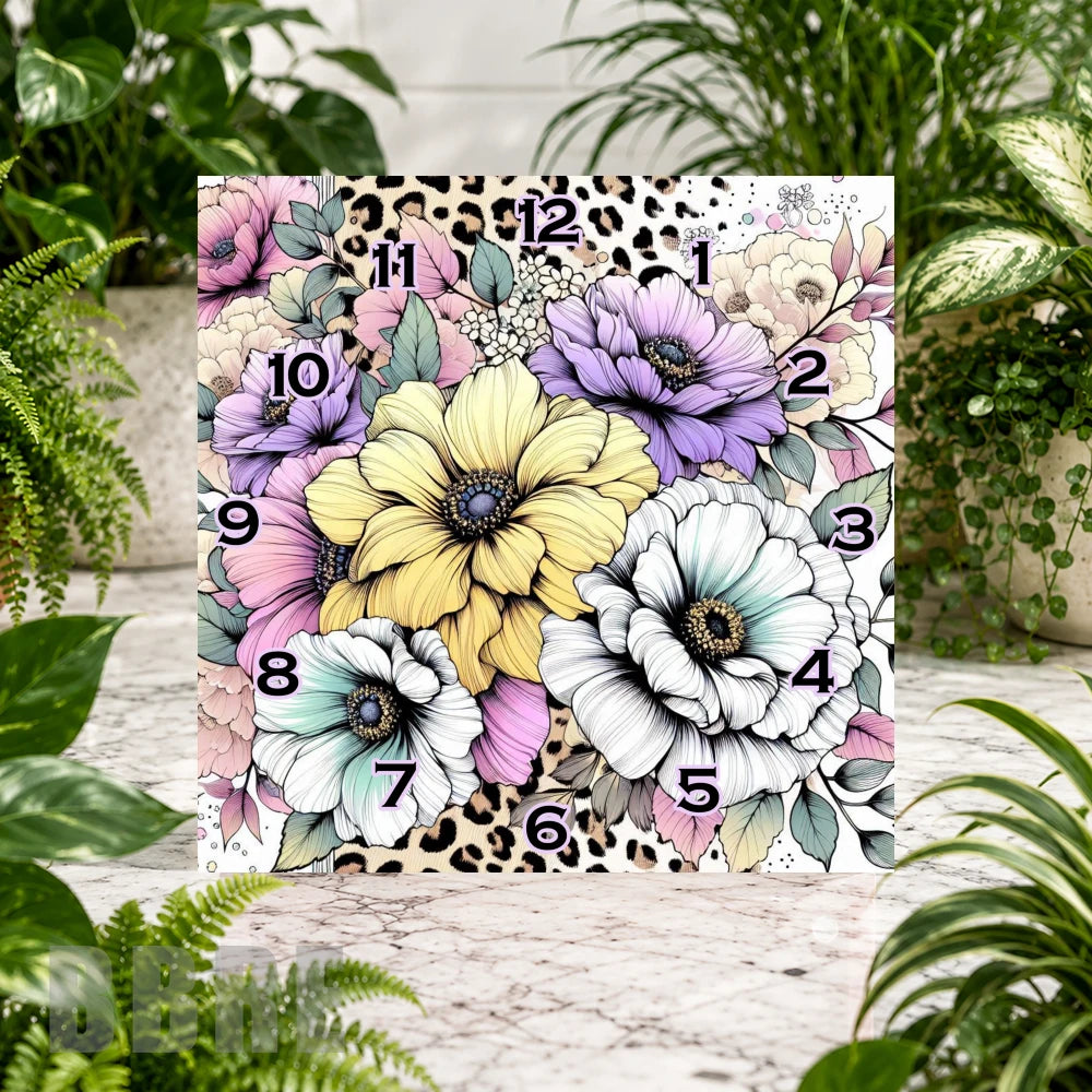 Floral Clock 12 Clock Sublimation Wrap