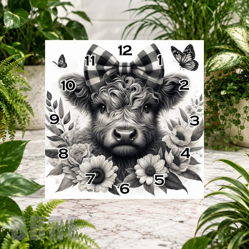 Floral Cow Clock Sublimation Wrap