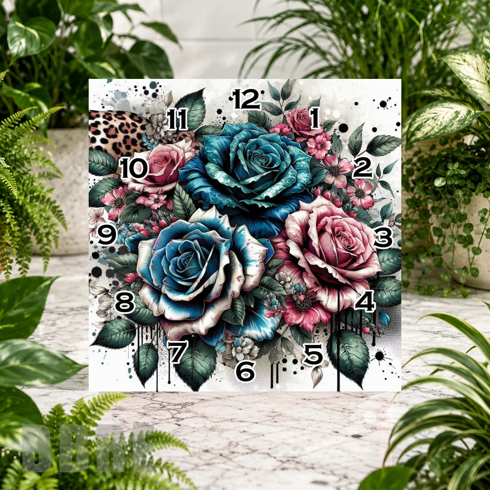 Floral Clock 15 Clock Sublimation Wrap