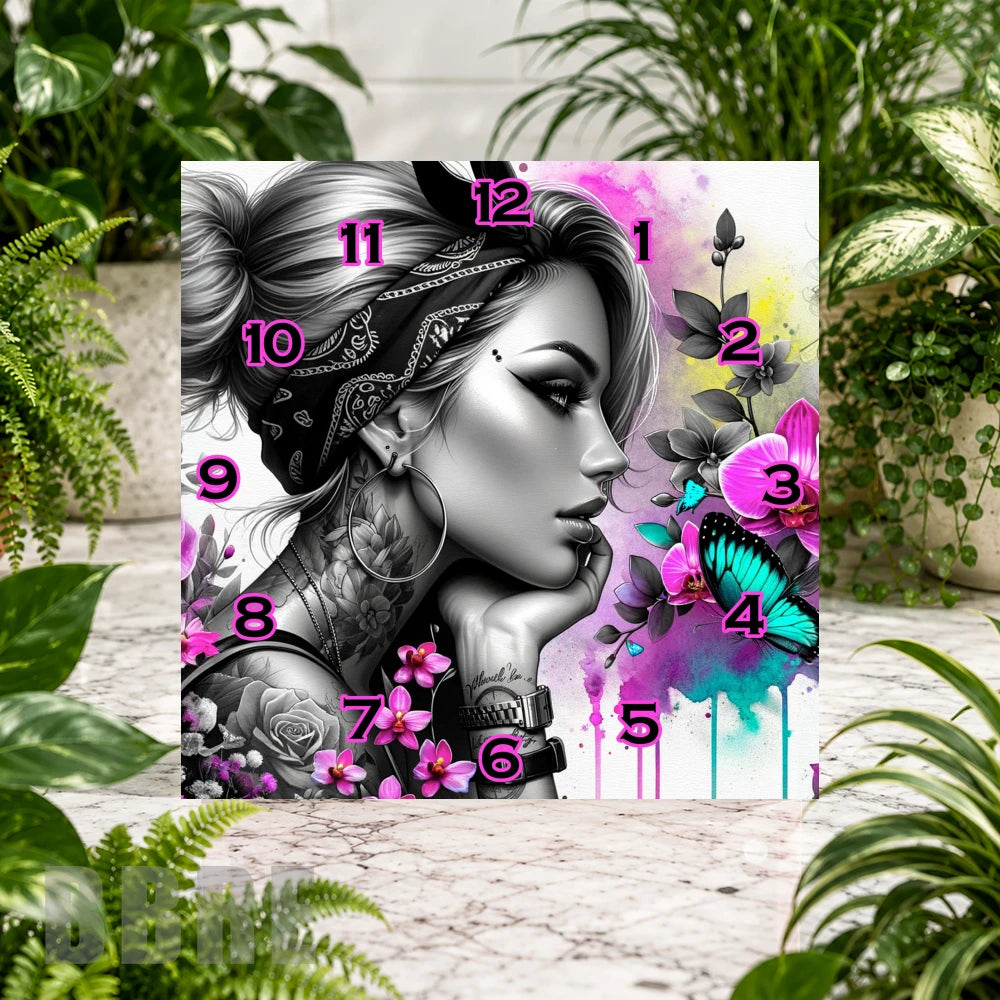 Floral Portrait 2 Clock Sublimation Wrap