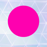 Pink circle on a light blue geometric patterned background