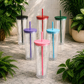 24 OZ Snowglobe Tumbler With Colored Lid