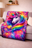 Colorful Unicorn Flannel Blanket