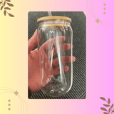 450ml Acrylic Clear Libby Can Tumbler With Bamboo Lid & Straw