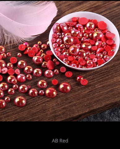 Pearl Red AB Half Round Mixed Sizes 10g
